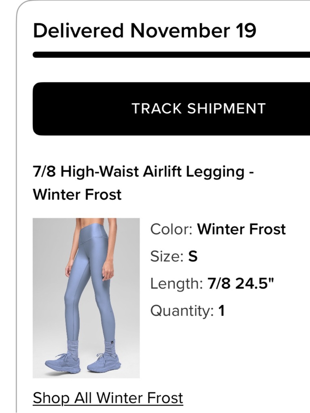 ALO Yoga 7/8 High-Waist Airlift Leggings Winter Frost Size Small - Picture 6 of 6